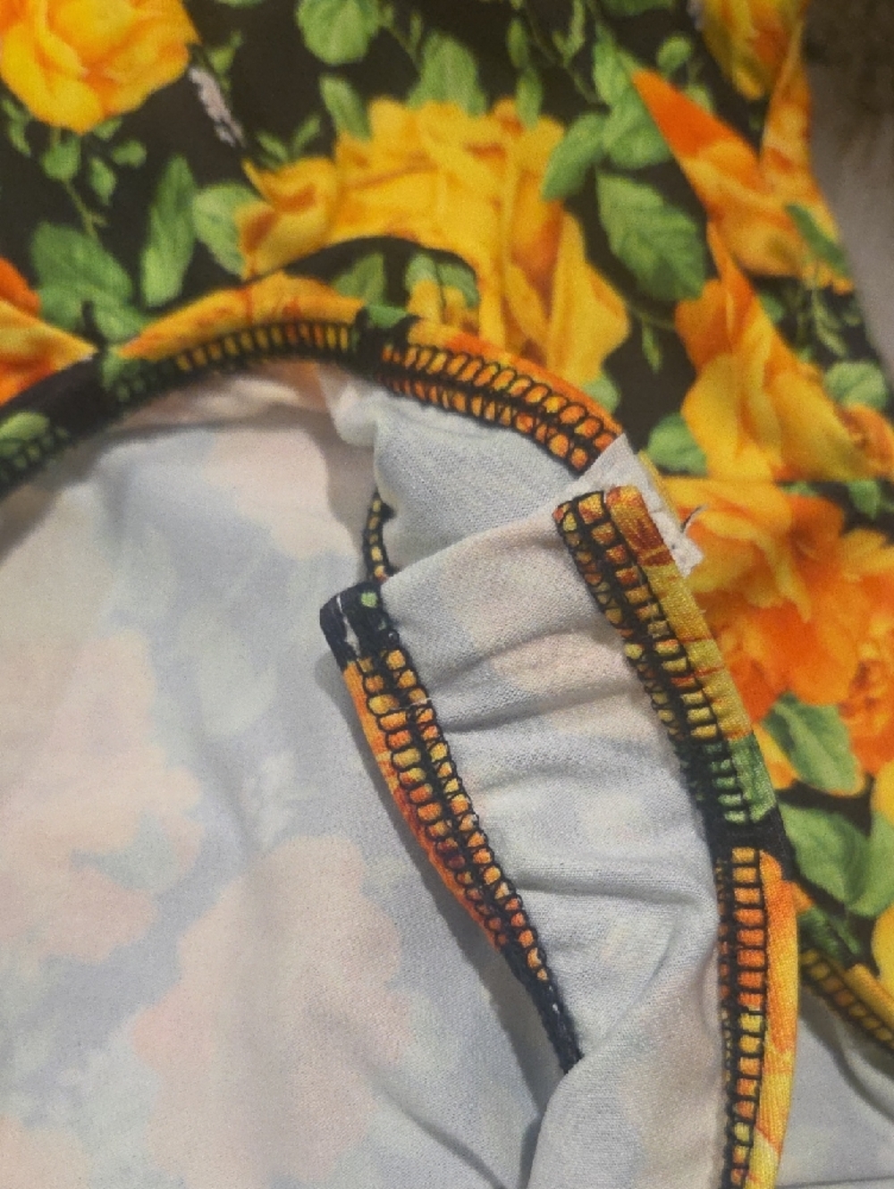 Zara Black Floral Hooded Bodysuit with Yellow Roses - Picture 7 of 10